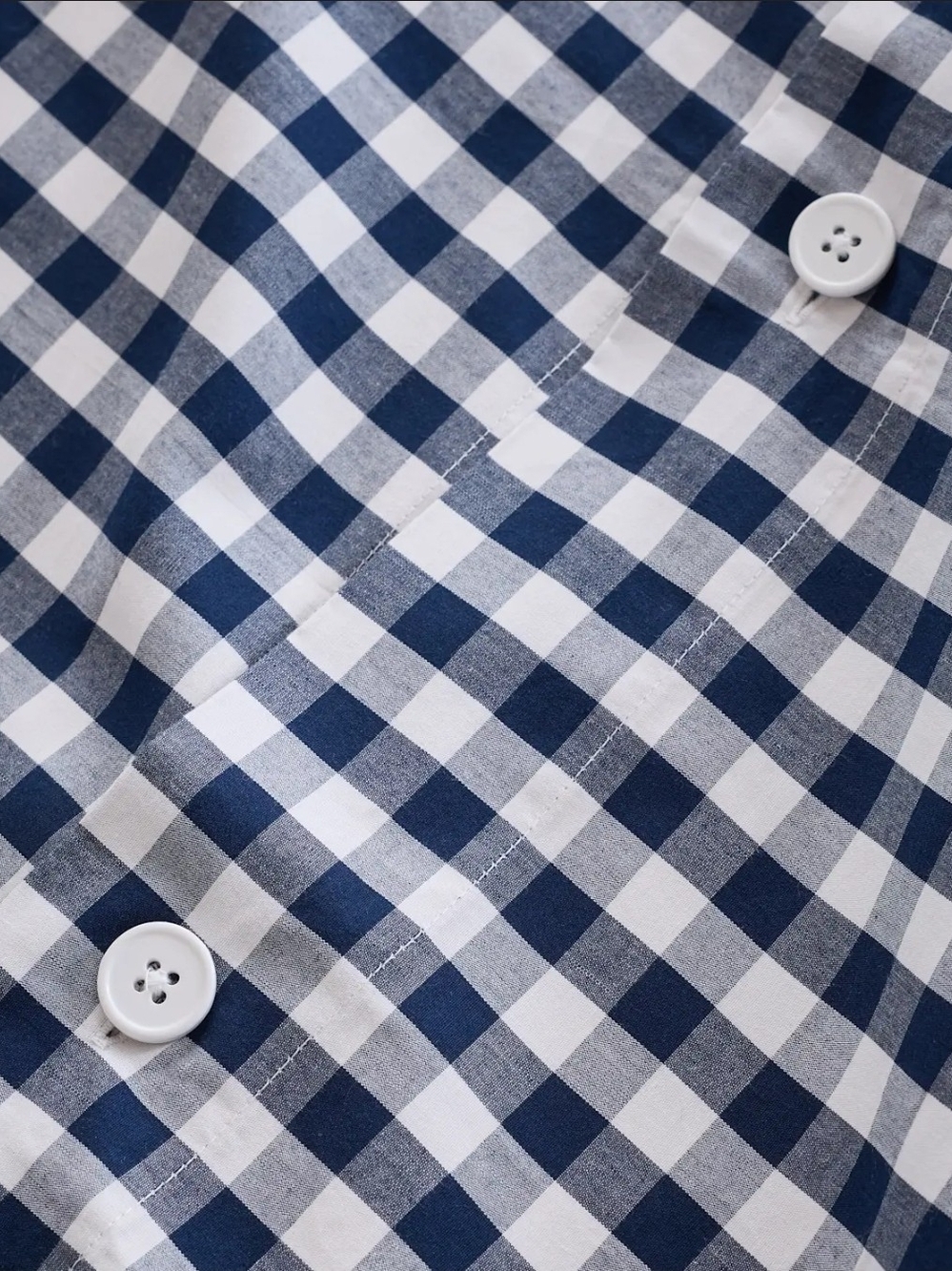 Quince Organic Percale Gingham Duvet Cover Set - King/Cal-King - Navy